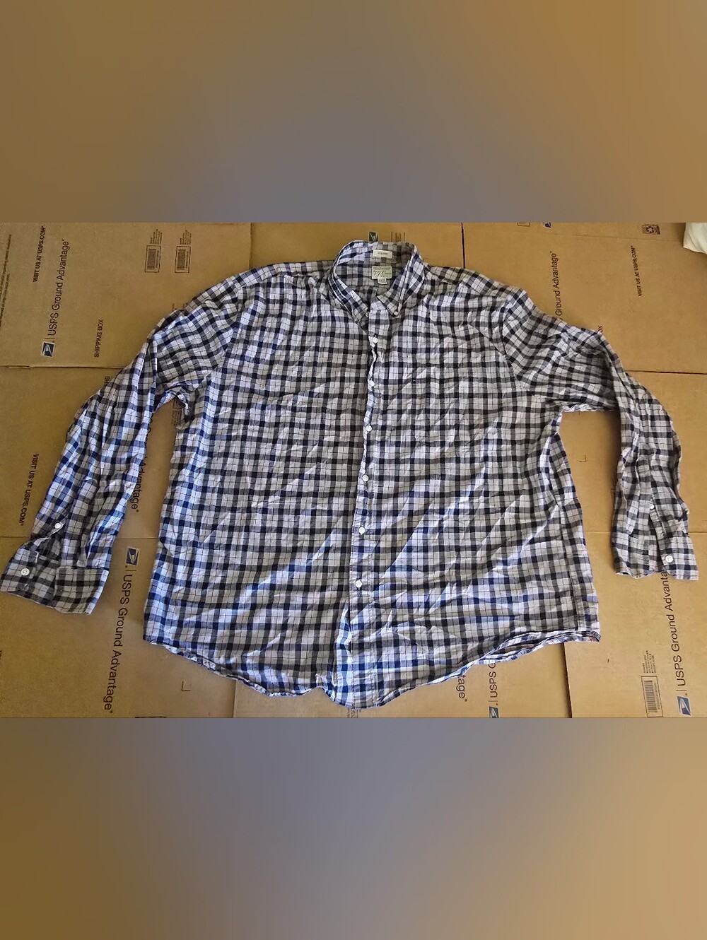J. Crew Stretch Secret Wash shirt in organic cotton heathered plaid, Size XXXL